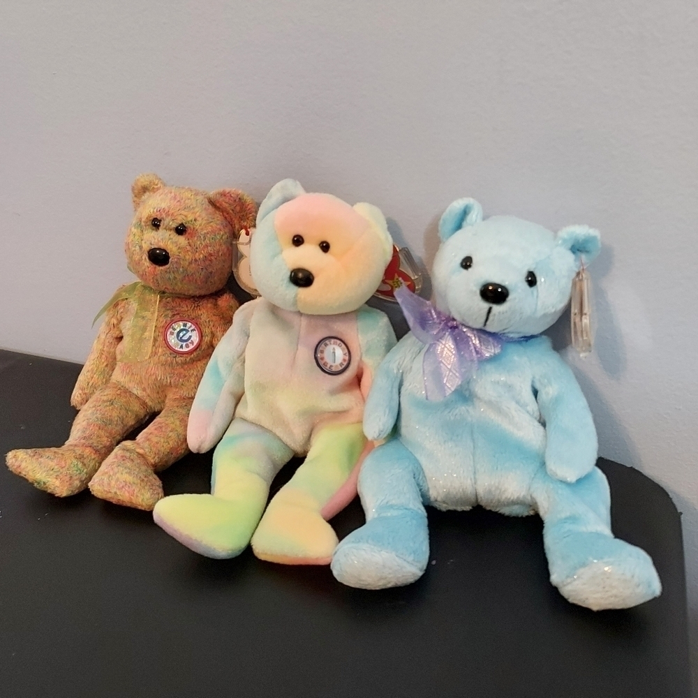 Set Of 3 TY Beanie Babies Speckles, B.B Bear, And Lani